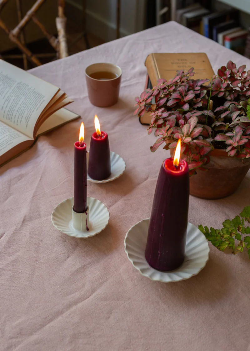 Handmade Fluted Stoneware Candle Holder - Image 3