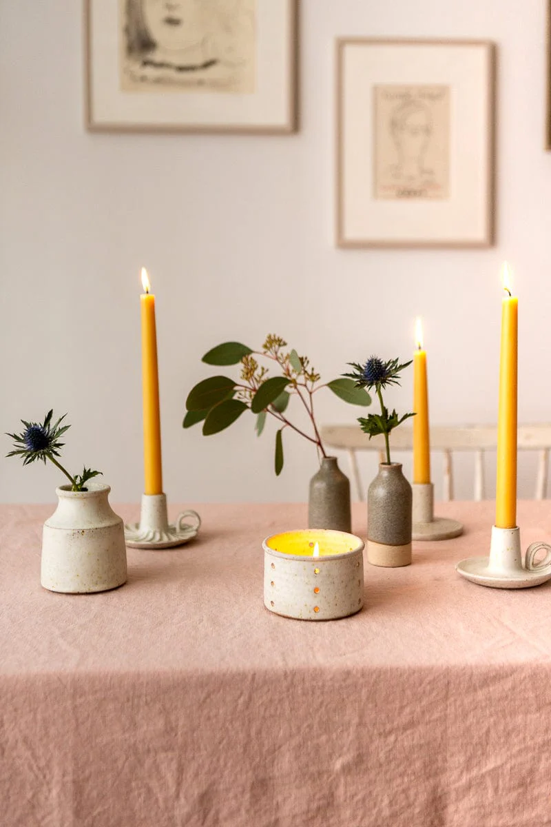 Handmade Ripple Stoneware Candle Holder - Image 3