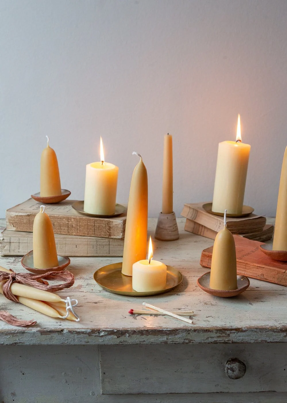 Short Stubby - Boxed pairs of 3 Pure Beeswax Candles - Image 5