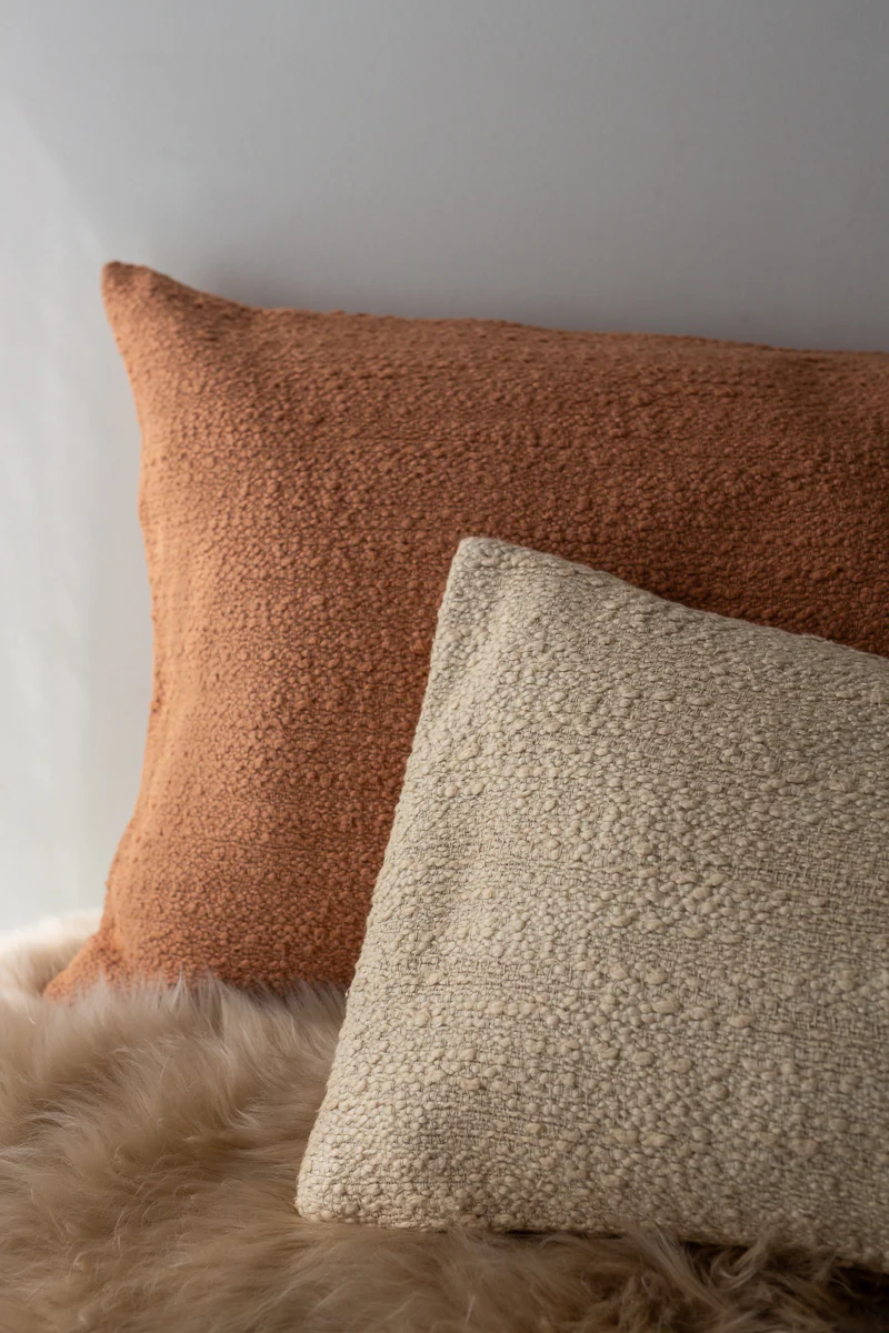 Slubby Cotton Textured Cushion – Large Rectangle – Clay Pink - Image 3