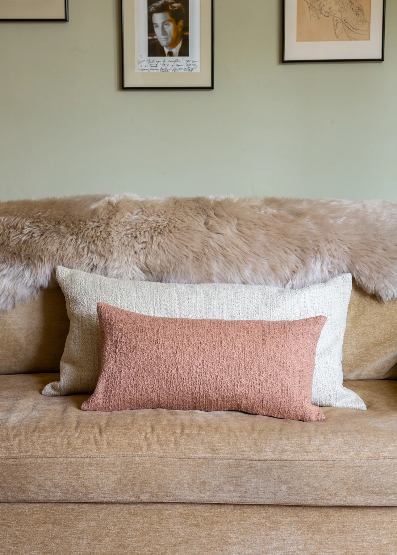 Slubby Cotton Textured Cushion – Small Rectangle – Clay Pink - Image 3
