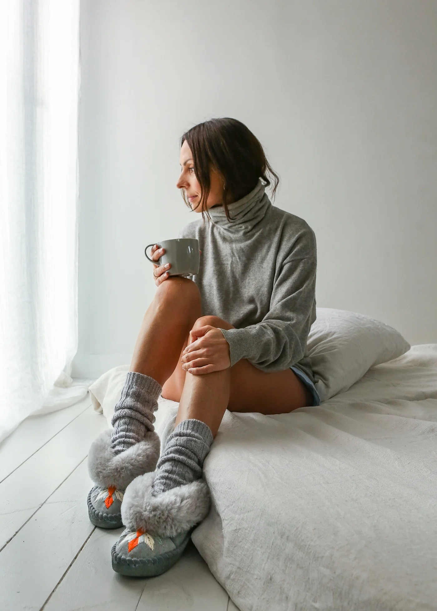 Women's Sheepskin Slippers – Aperol Light - Image 3